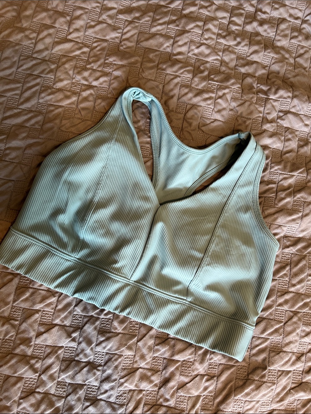Avia Ribbed Racerback Sports Bralette in Light Sage padded XXL